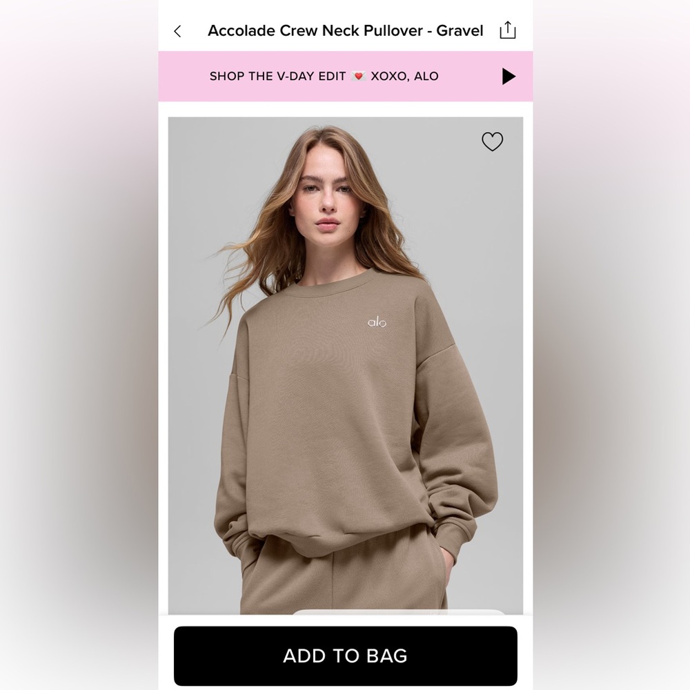 ALO Yoga Gravel Accolade Crew Neck pullover sweatshirt